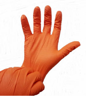 Orange Max-Grip Nitrile Gloves 